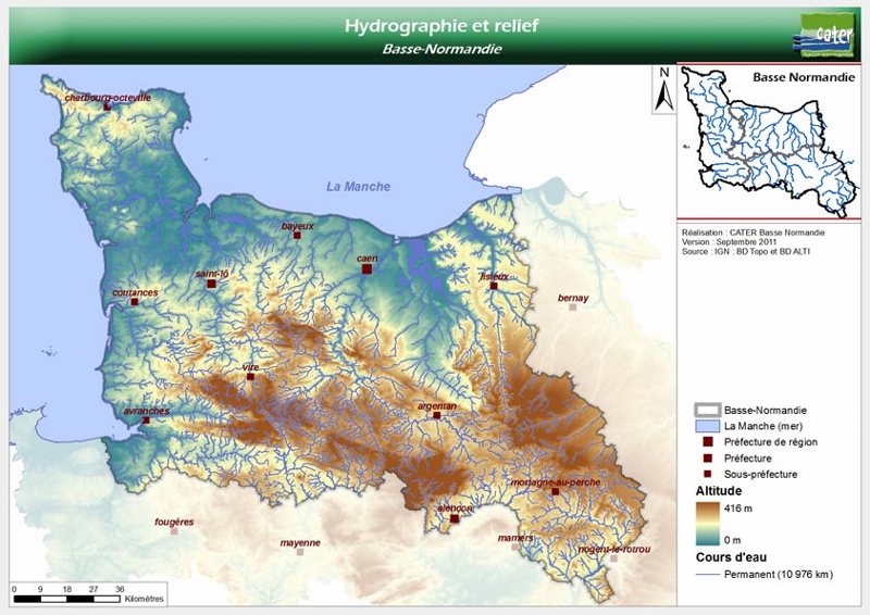 carte hydrographique et relief